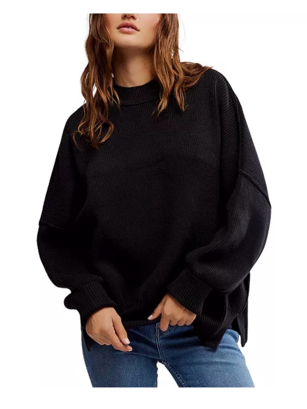 Free People Women’s Easy Street Tunic Sweater Black Size Small